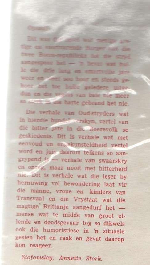 OPSAAL, HERINNERINGE AAN DIE TWEEDE VRYHEIDSOORLOG - W H ACKERMANN (1969)