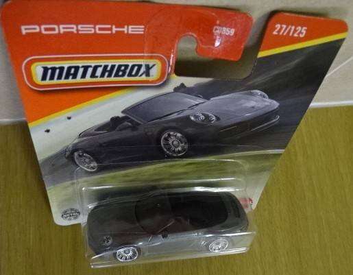 MATCHBOX 27/125  GREY PORSCHE 911 CARRERA CABRIOLET (LESNEY CARDED)