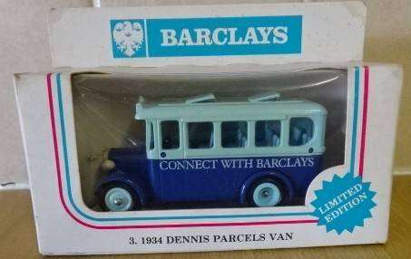 LIMITED EDITION 1934  BARCLAYS DENNIS PARCELS VAN (LLEDO LONDON) BOXED