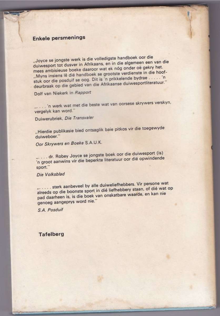 ONTSPAN MET WEGVLUGDUIWE HANDBOEK OOR DIE DUIWESPORT - ROBEY JOYCE (2 DE DRUK 1975)