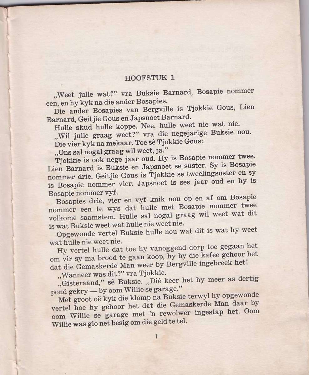 DIE BOSAPIES VAN BERGVILLE-REEKS , DIE GEMASKERDE MAN - TOPSY SMITH (BOEK 7-1959)