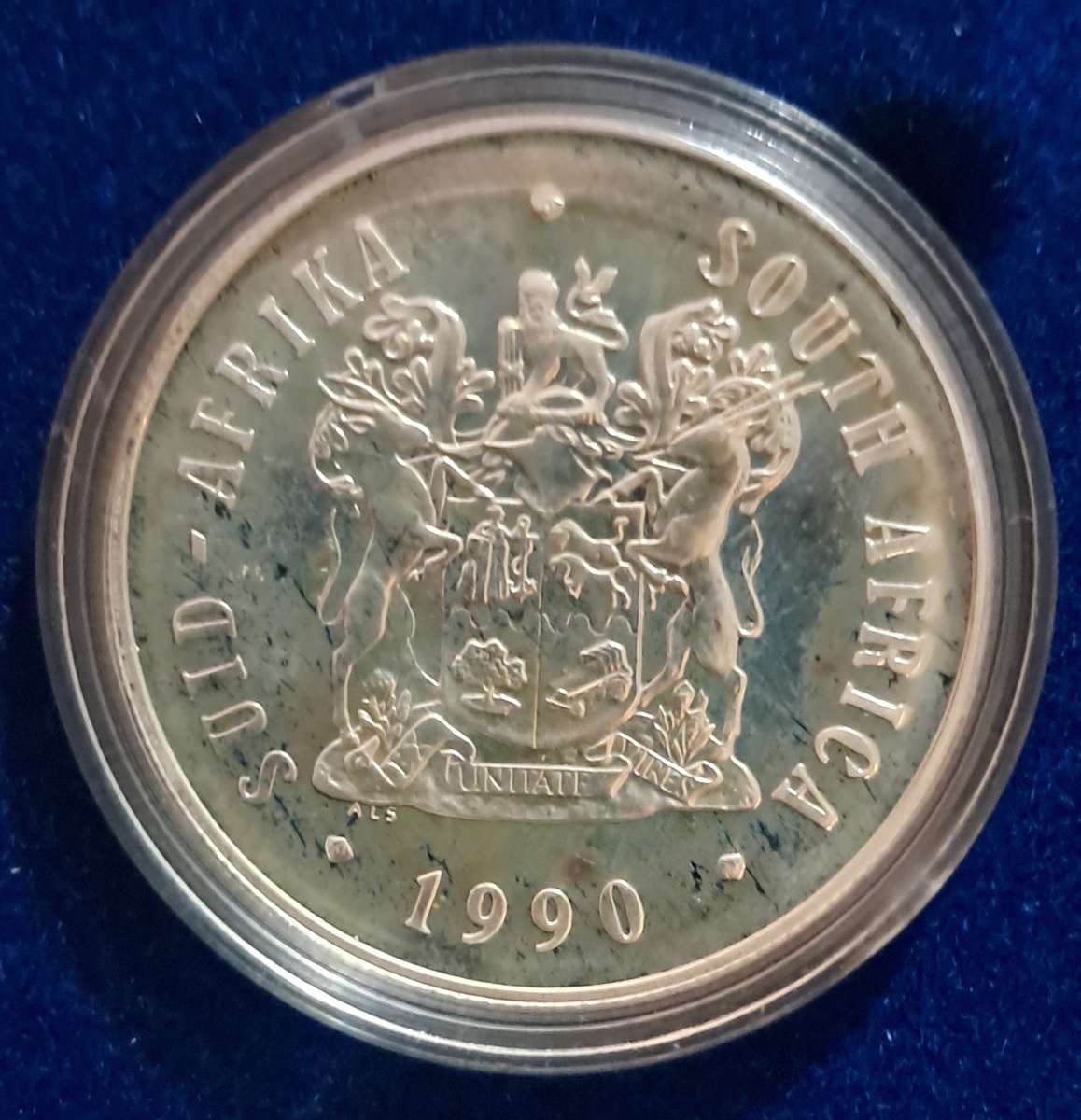Silver 1990 Proof R1 in plastic capsule and SAM Box