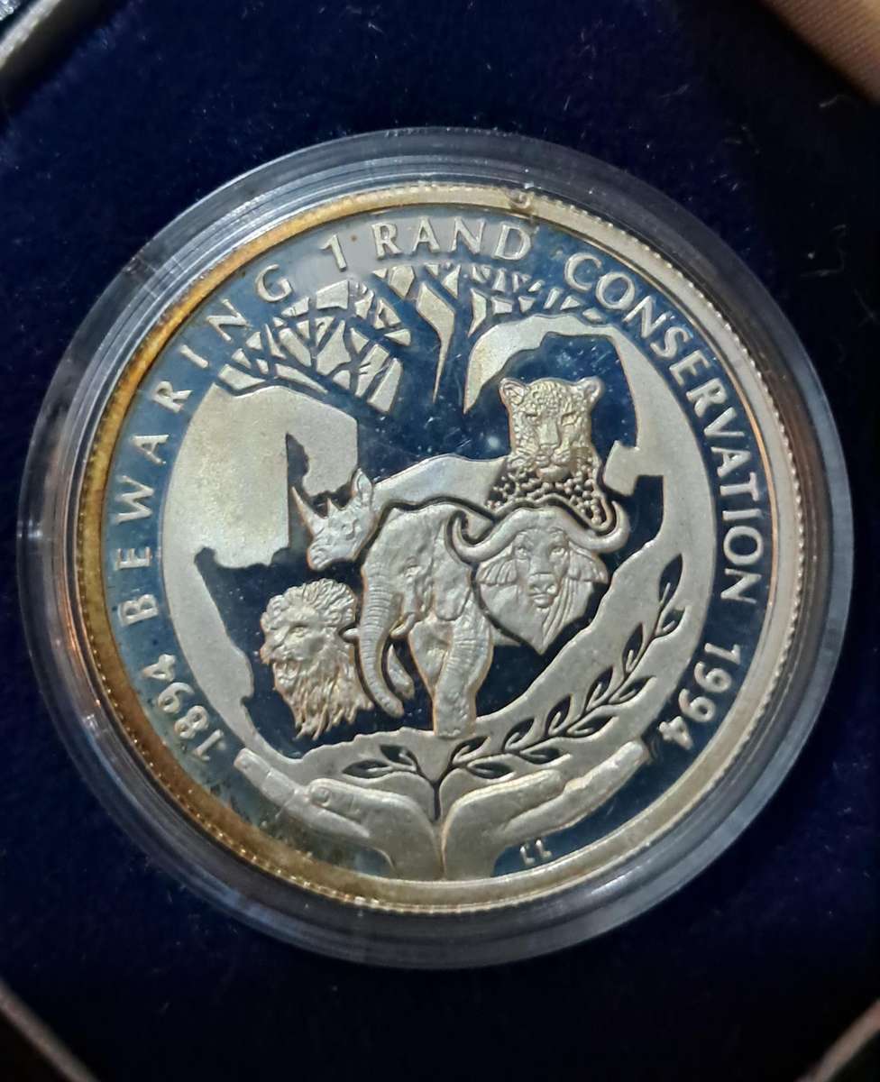 1994 Silver Conservation Protea one Rand Proof