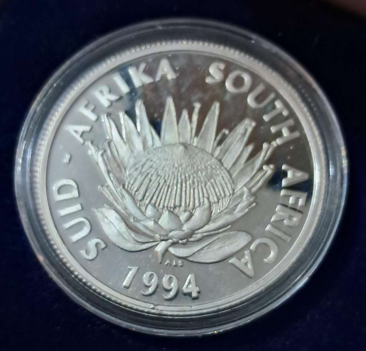 1994 Silver Conservation Protea one Rand Proof