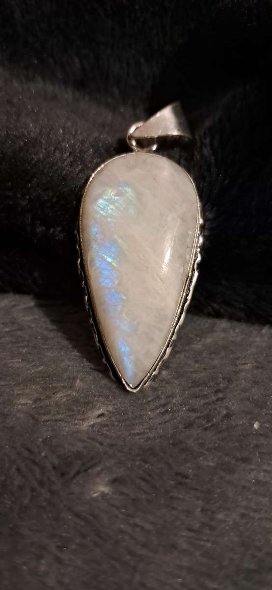 Genuine Moonstone Silver Plated Pendant