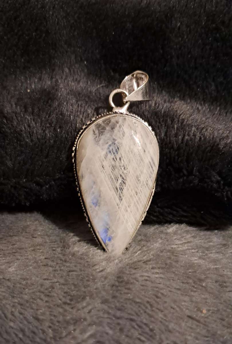 Genuine Moonstone Silver Plated Pendant