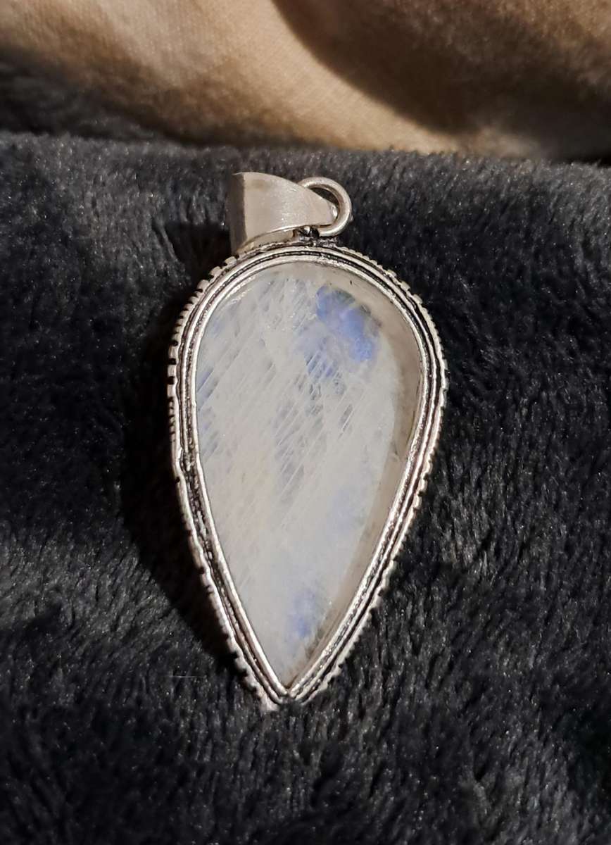 Genuine Moonstone Silver Plated Pendant
