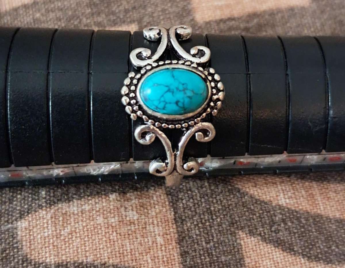 Stone Ring Silver Plated Size 9