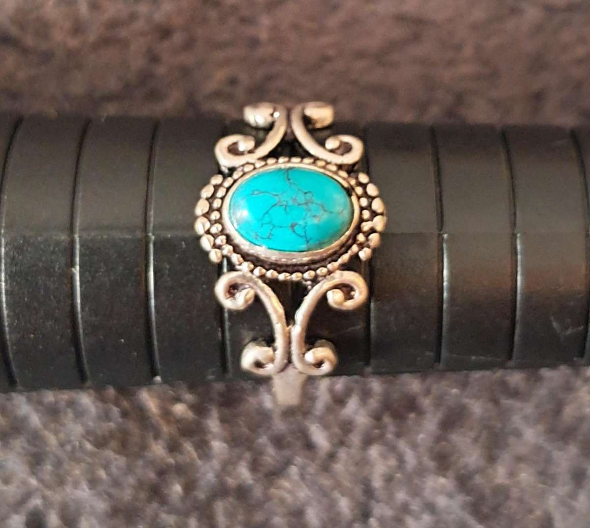 Stone Ring Silver Plated Size 9