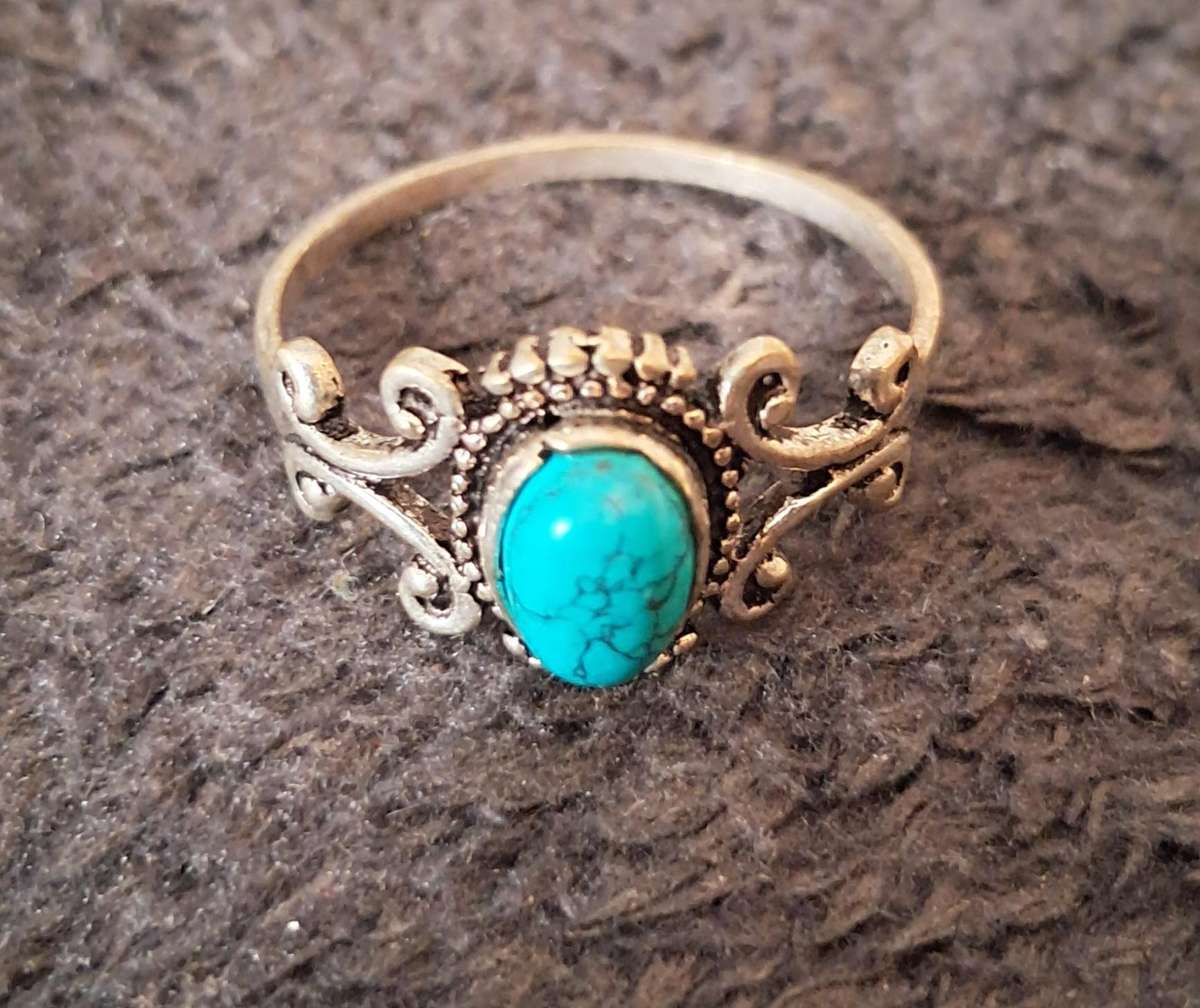 Stone Ring Silver Plated Size 9