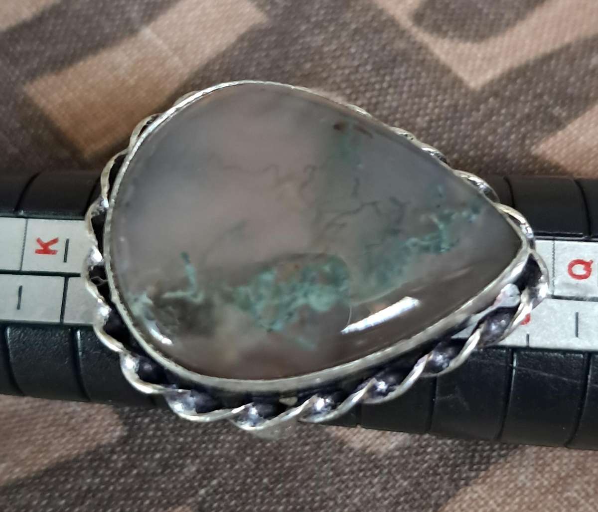 Natural Stone Adjustable Silver Plated Ring