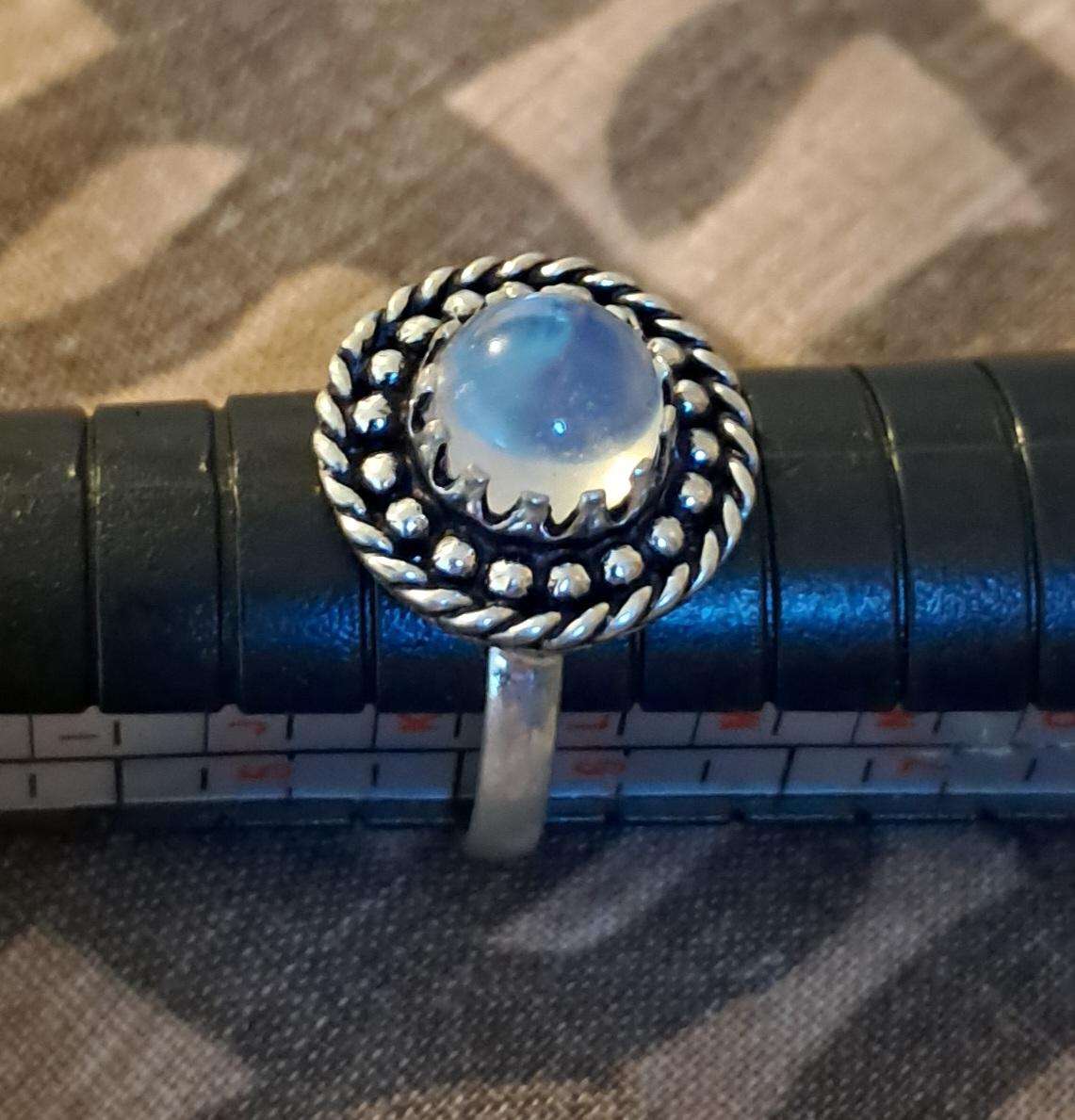 Genuine Moonstone Silver Plated Ring Size 6