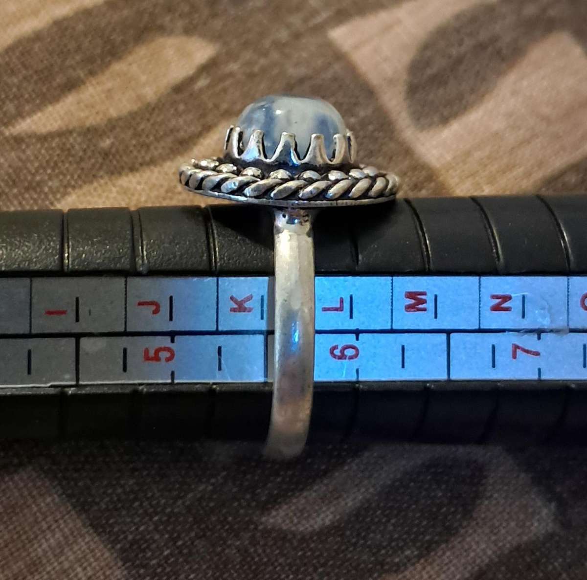 Genuine Moonstone Silver Plated Ring Size 6