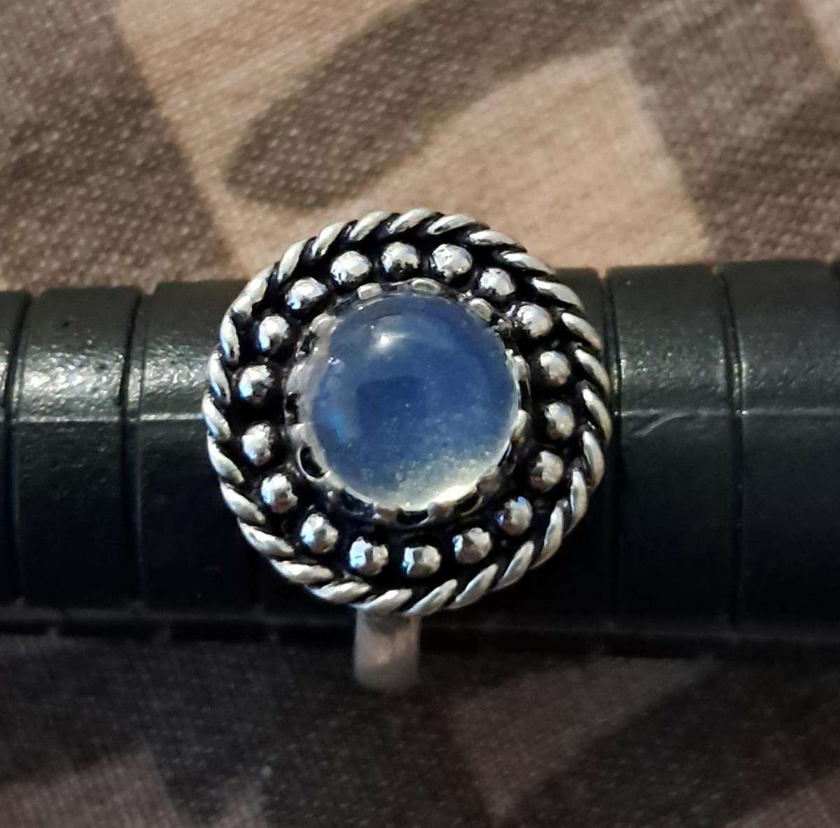 Genuine Moonstone Silver Plated Ring Size 6