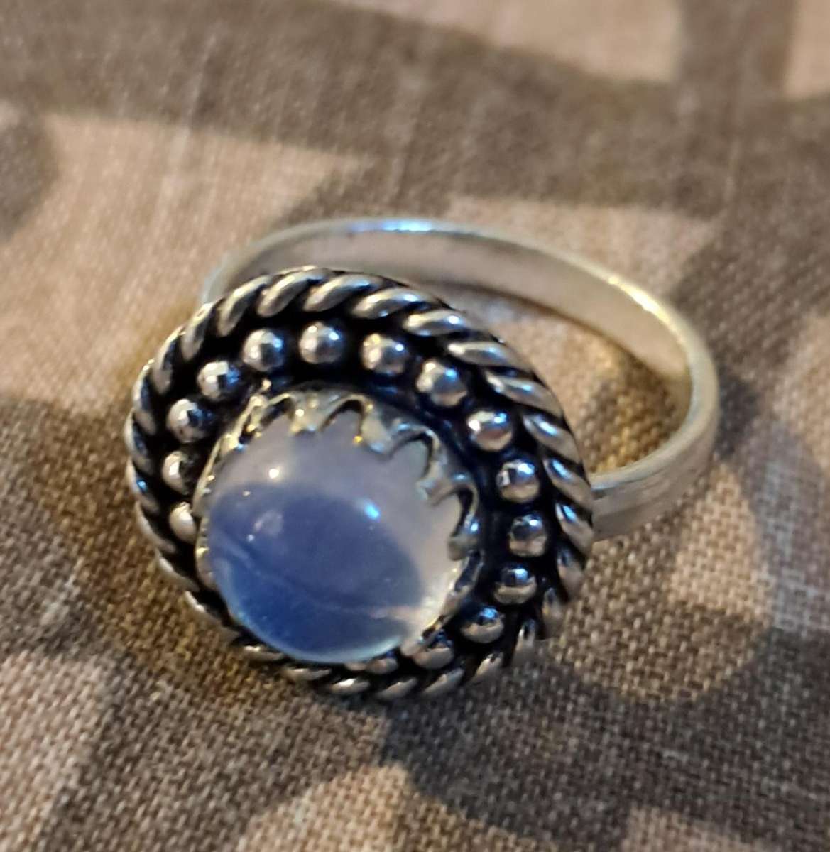 Genuine Moonstone Silver Plated Ring Size 6