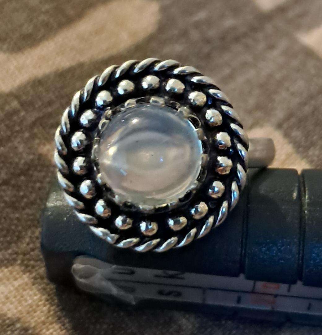 Genuine Moonstone Silver Plated Ring Size 6