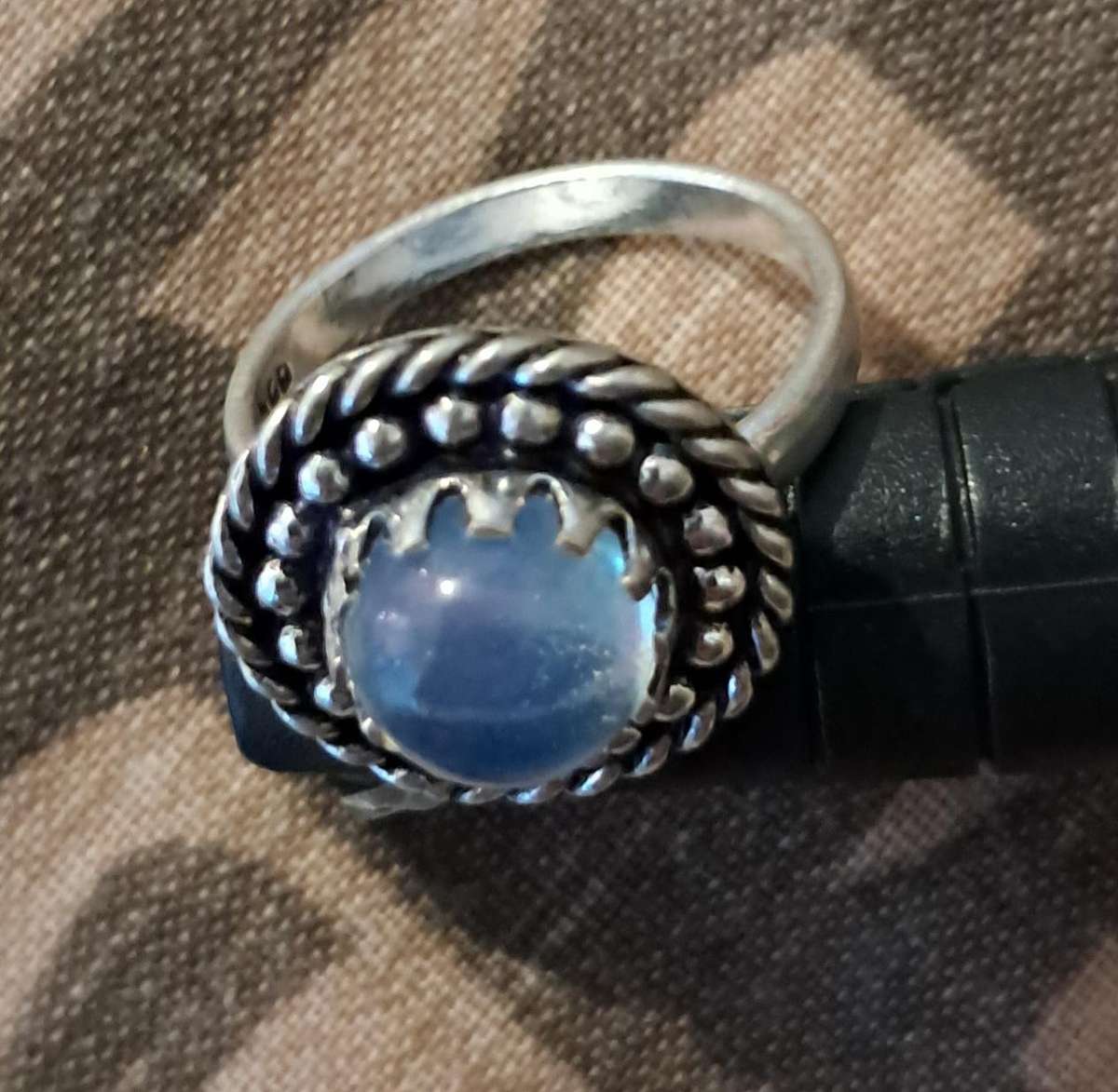 Genuine Moonstone Silver Plated Ring Size 6