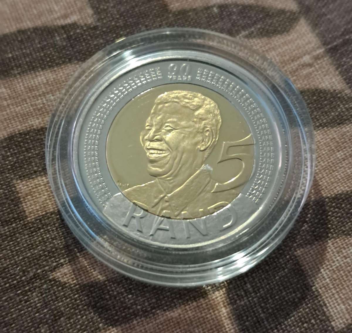 2008 Proof Mandela 90th Birthday 5 Rand Coin
