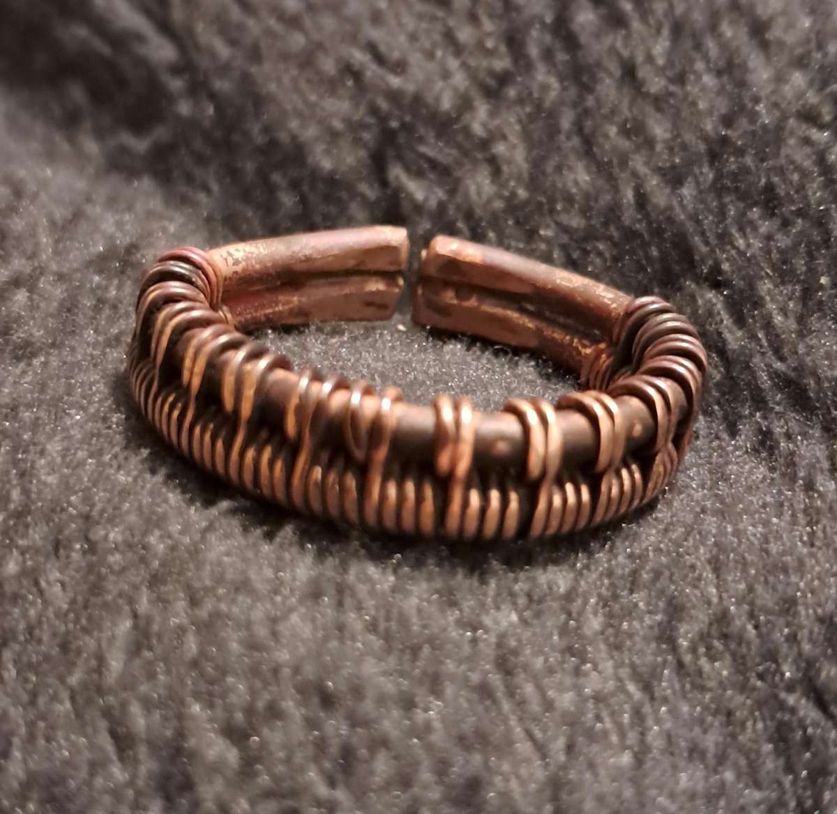 Hand Woven Copper Wire Ring Adjustable Size 9 and up