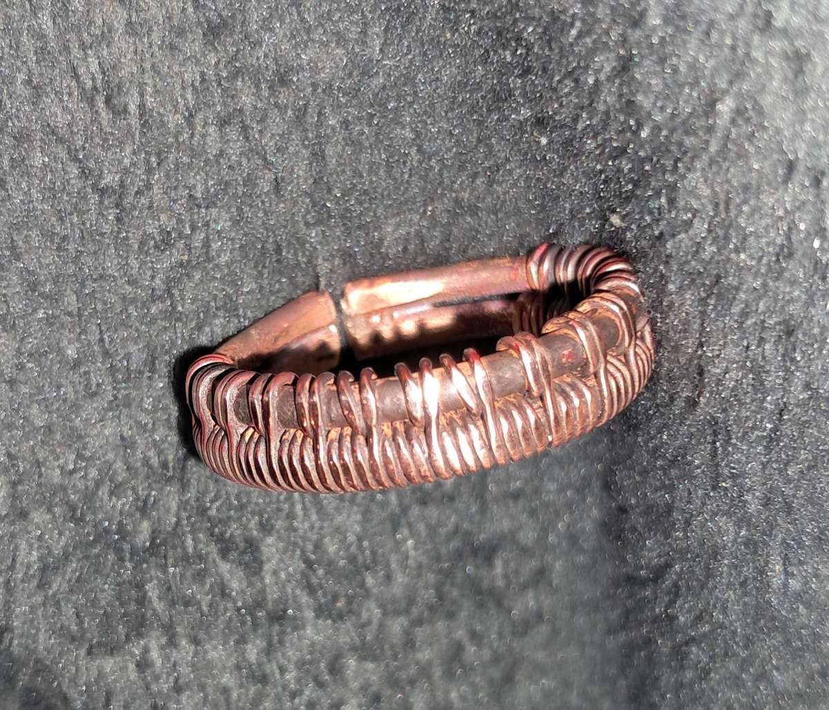 Hand Woven Copper Wire Ring Adjustable Size 9 and up