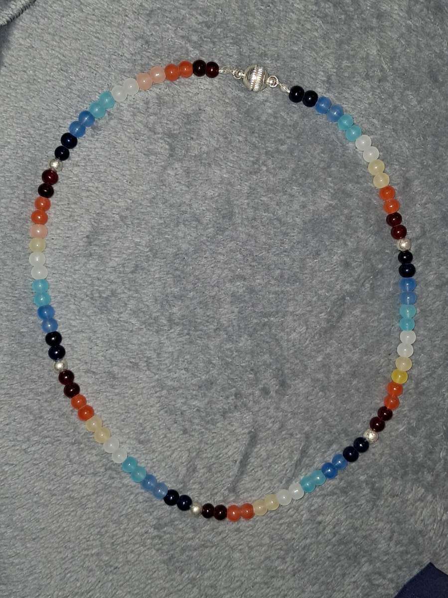 Handmade Stone Beaded Neclace Magnetic Clasp