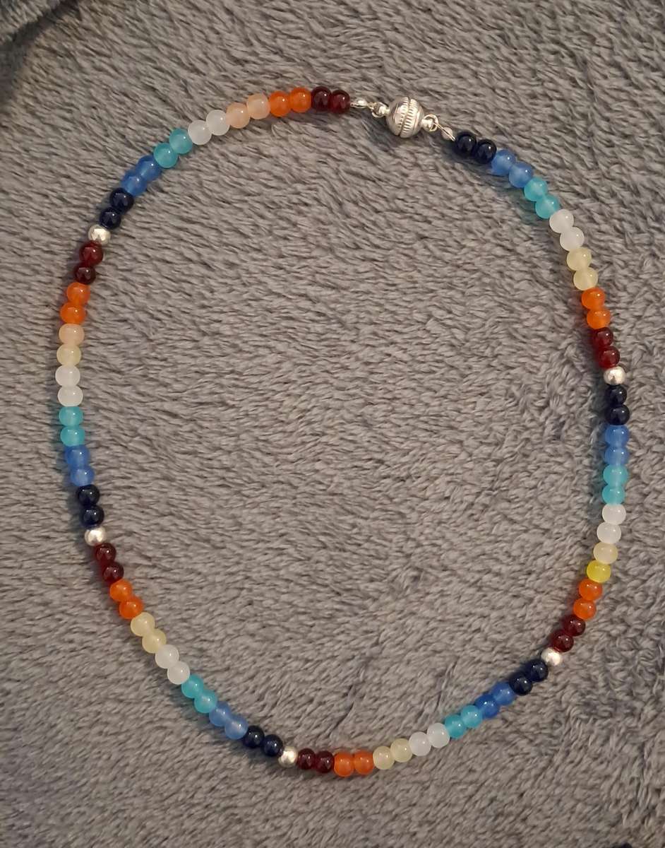 Handmade Stone Beaded Neclace Magnetic Clasp