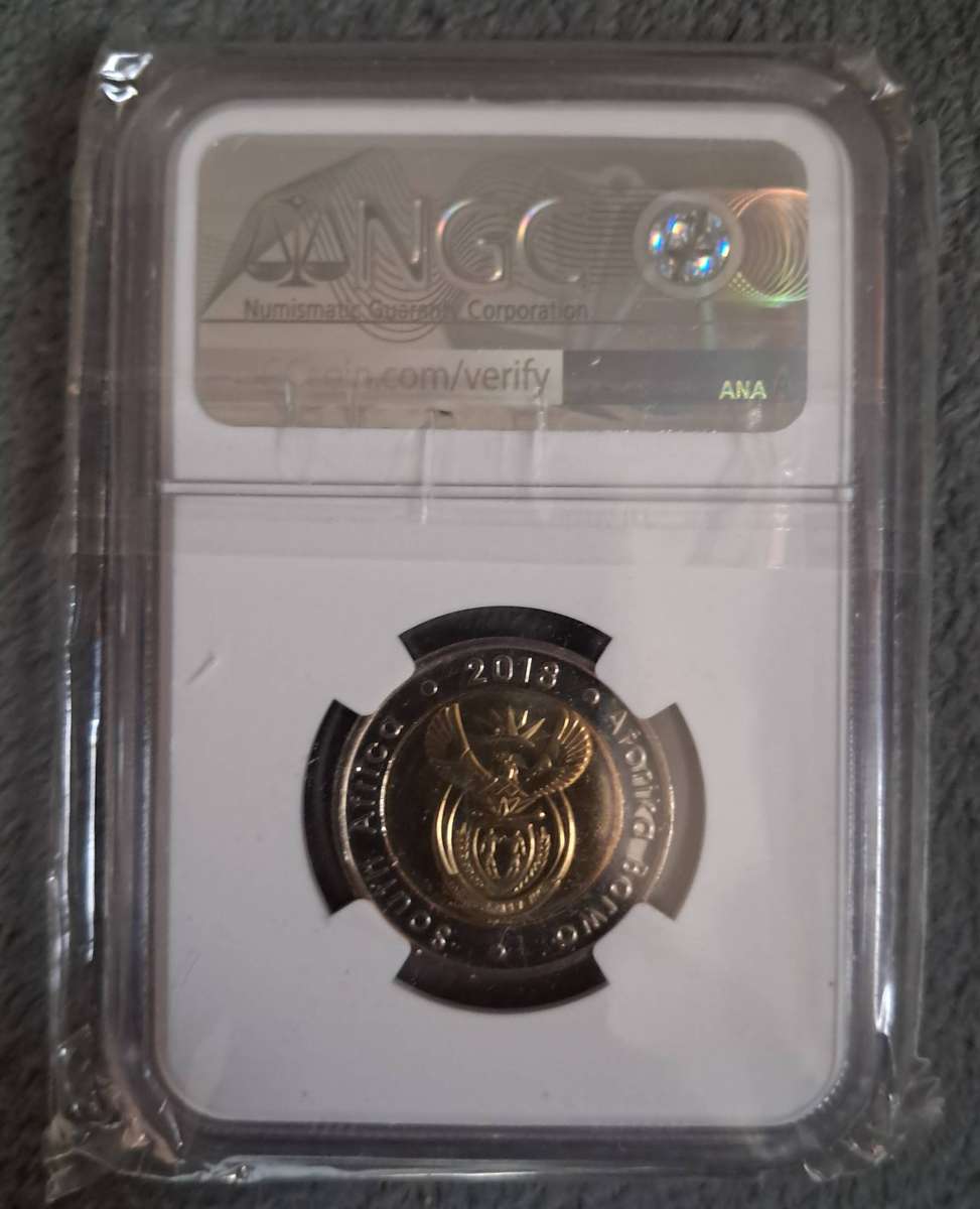 2018 MS67 Mandela Centenary 5 Rand Coin