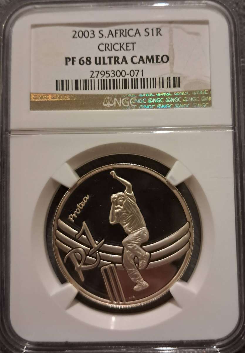 Lowest Price High Grade 2003 PF68 Cricket Silver 1 Rand