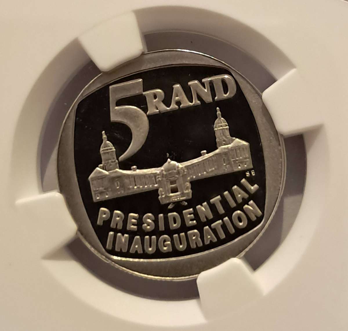 1994 PF 69 Ultra Cameo Presedential Inauguration 5 Rand Coin