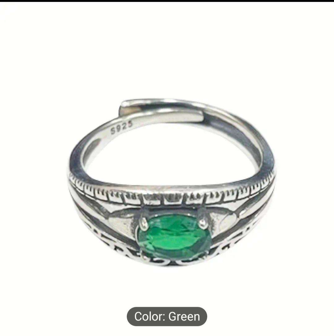 Sterling Silver Adjustable RingSynthetic Zirconia