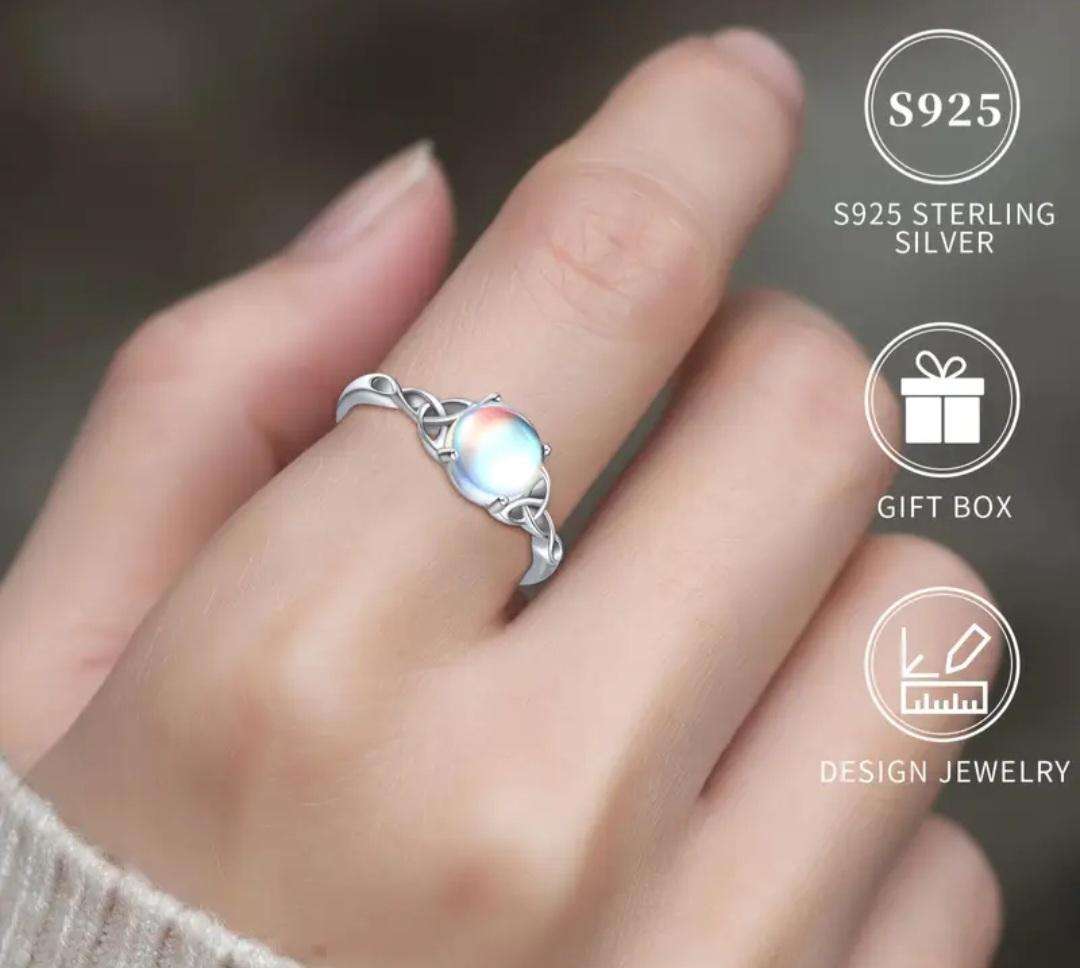 Silver Synthetic Moonstone Ring Size 7