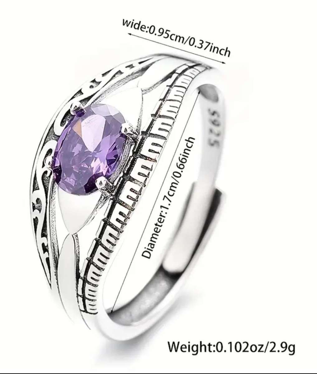 Sterling Silver Synthetic Zirconia Adjustable Ring