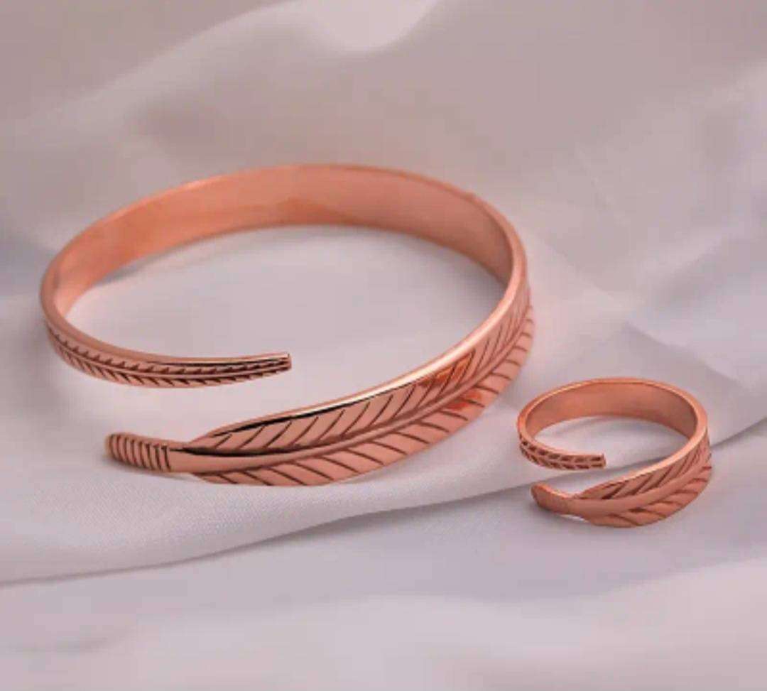 Adjustable Pure Copper Ring and Bangle Set