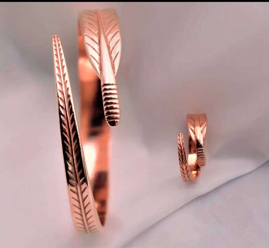 Adjustable Pure Copper Ring and Bangle Set