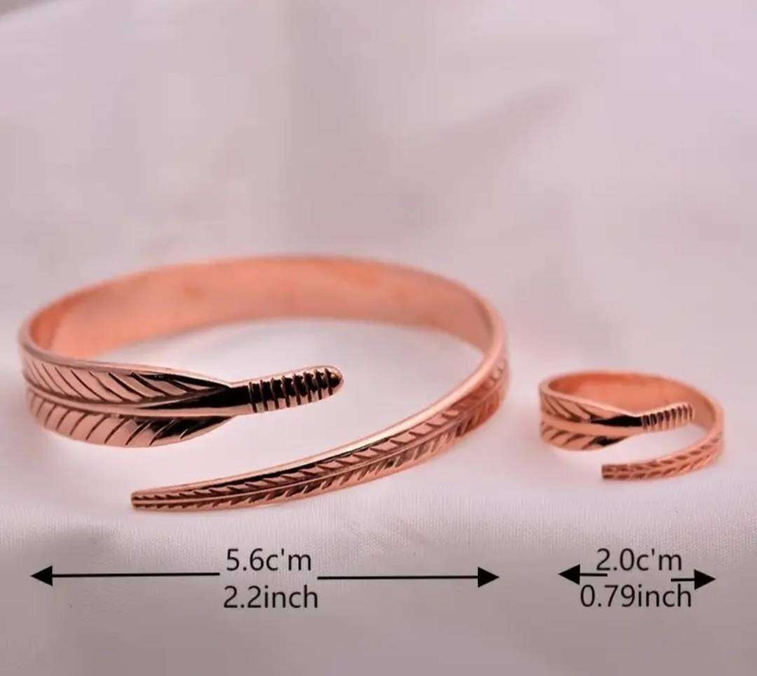 Adjustable Pure Copper Ring and Bangle Set