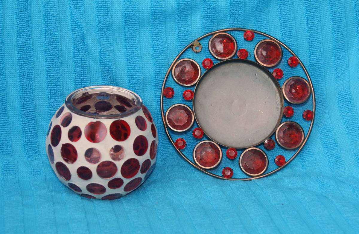 Retro Glass Votive Candle Holder on Stand