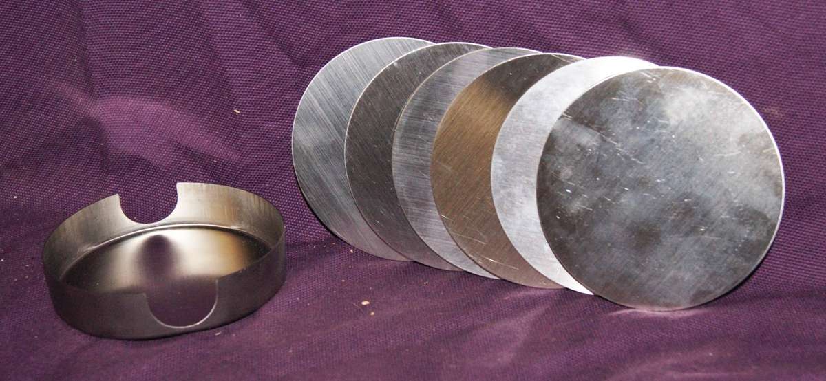 Set of 6 Stainless Steel Coasters in Holder