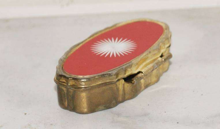 Vintage Brass and Enamel Pill Box