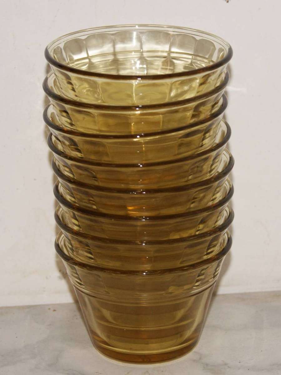 Set of 8 Amber Glass Ramekins