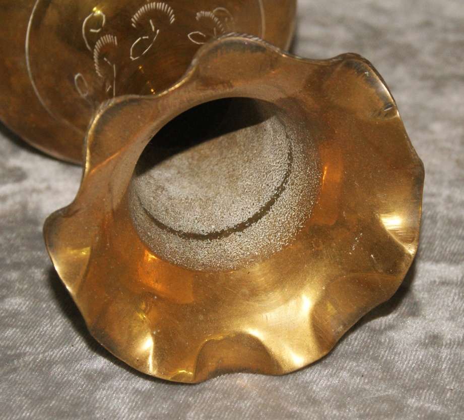 Brass hand etched fluted vase (large)