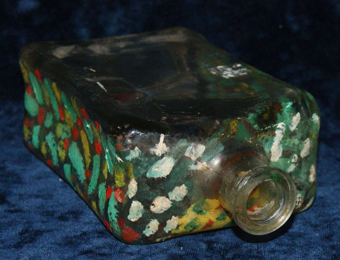 Hand painted glass bottle