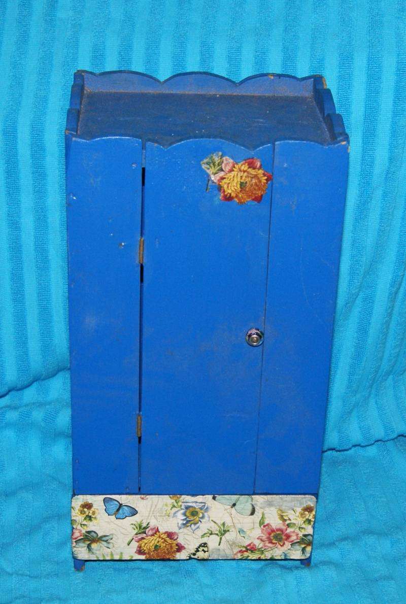 Vintage Wooden Doll House Wardrobe