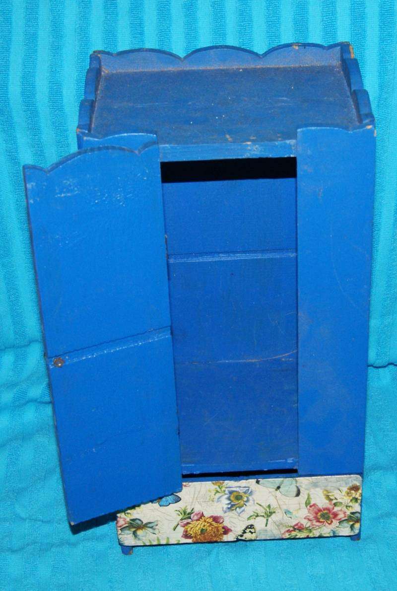 Vintage Wooden Doll House Wardrobe