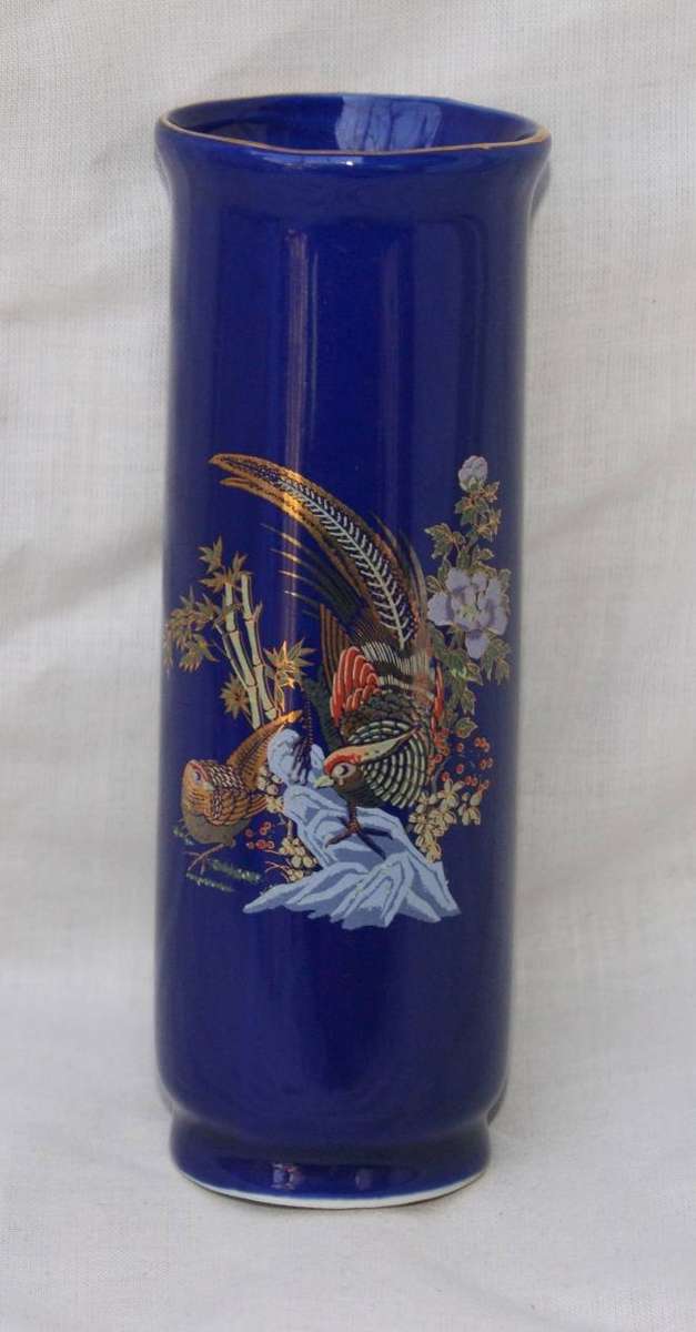 Vintage Cobalt Blue Japanese Export Porcelain Vase