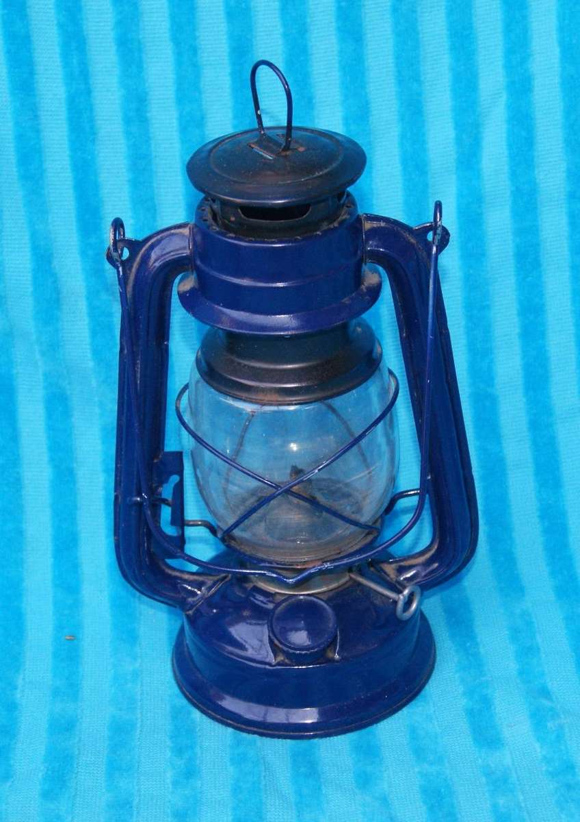 Blue Enameled Oil Lamp