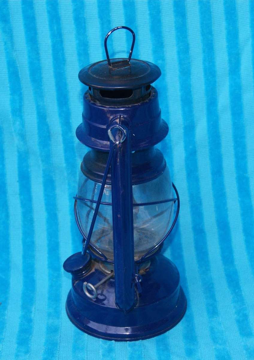 Blue Enameled Oil Lamp