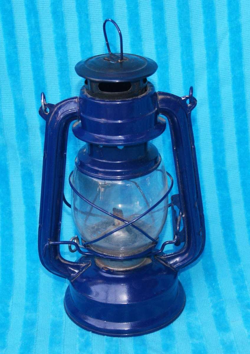 Blue Enameled Oil Lamp