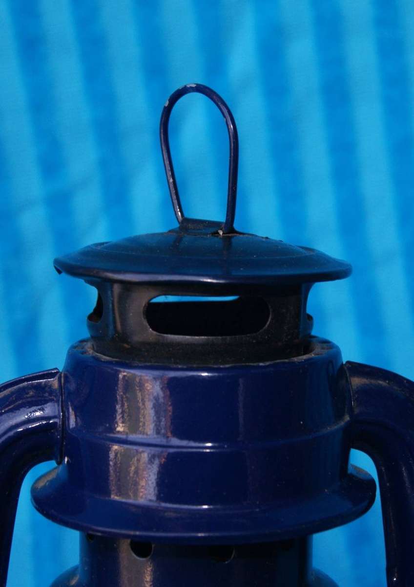 Blue Enameled Oil Lamp