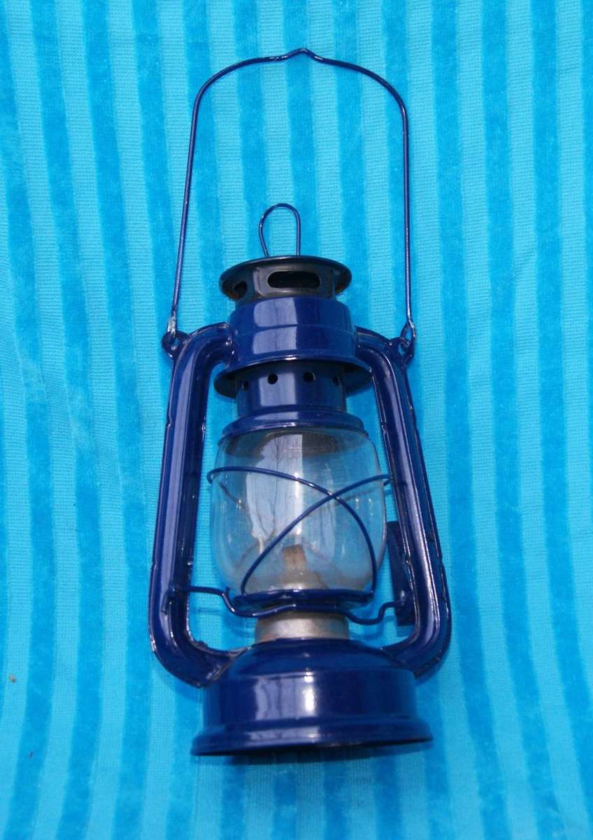 Blue Enameled Oil Lamp