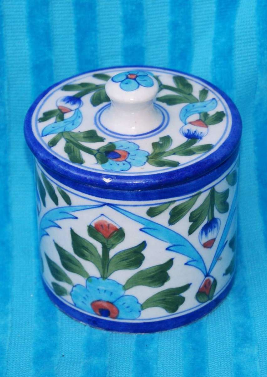 Vintage Hand Painted Ceramic Lidded Jar